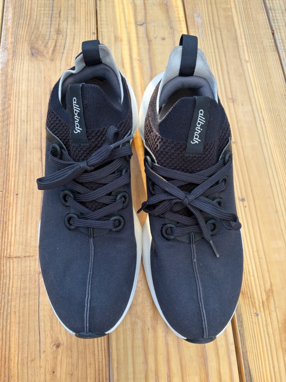 allbirds Men’s Black Knit Lace-Up Sneakers with White Sole